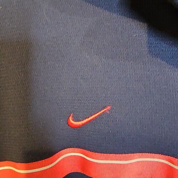 XL Nike Dri-Fit Team Kansas University Polo Shirt Men's Navy Button/Snap Collar - Picture 3 of 10